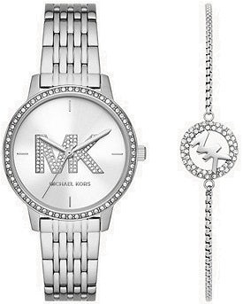 Front view of Michael Kors Melissa Special Pack + Bracelet MK1055SET Womens Watch on white background