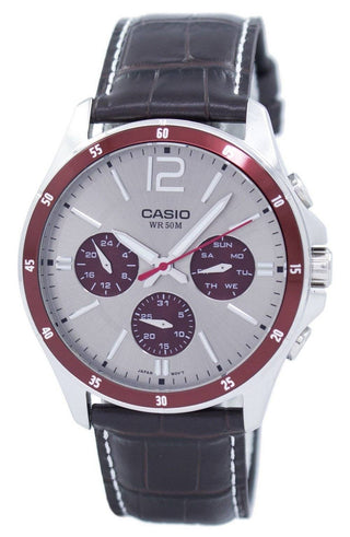 Front view of Casio Enticer Gent MTP-1374L-7A1VDF Mens Watch on white background