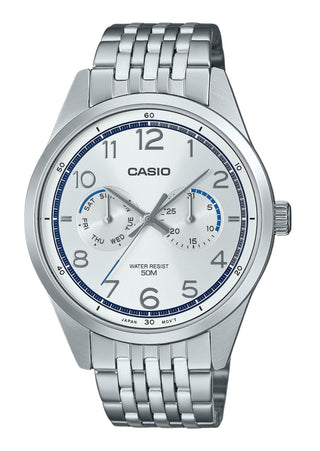 Front view of Casio MTP-E340D-7AV Mens Watch on white background