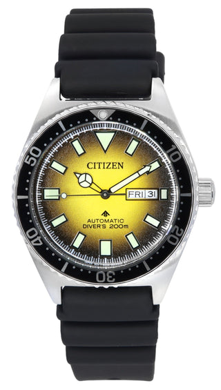 Front view of Citizen Promaster Diver’S Automatic Mt NY0120-01X Mens Watch on white background