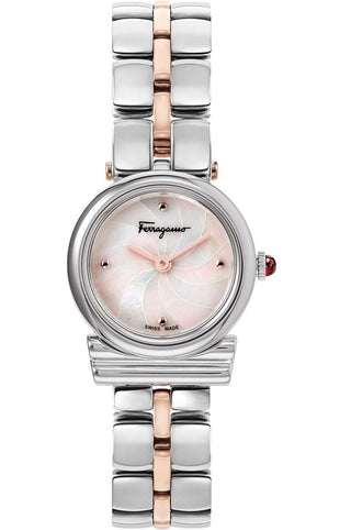 Front view of Salvatore Ferragamo Gancini SFYE00722 Womens Watch on white background