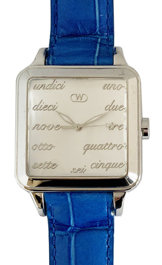 Front view of Wintex Milano Square SQUARE BLU Womens Watch on white background