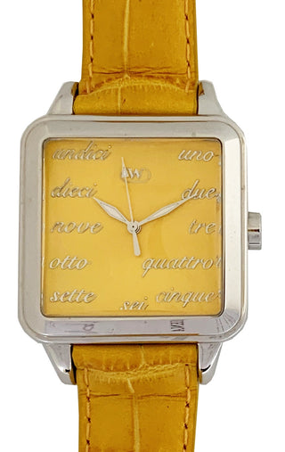 Front view of Wintex Milano Square SQUARE GIALLO Womens Watch on white background