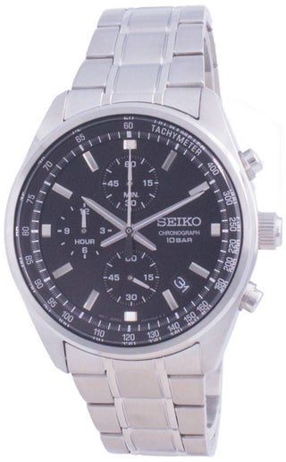 Front view of Seiko Chronograph SSB379P1 Steel Stainless Steel Mens Watch on white background