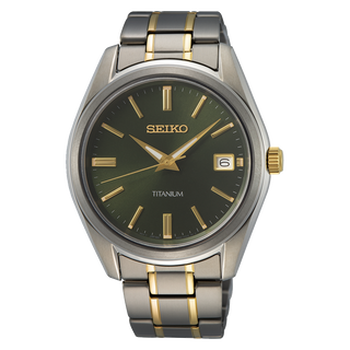 Front view of Seiko SUR377P1 Mens Watch on white background