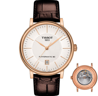 Front view of Tissot Carson Powermatic 80 T1224073603100 Mens Watch on white background