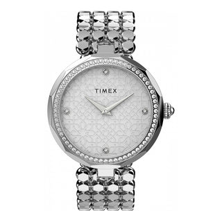 Front view of Timex Asheville TW2V02600 Grey Metal Womens Watch on white background