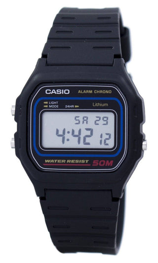 Front view of Casio Retro Vintage W-59-1VQ Black Resin Unisex Watch on white background