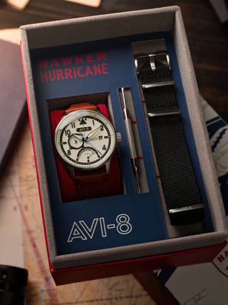 Angle shot of Avi-8 AV-4101-0C Brown Leather Unisex Watch on white background