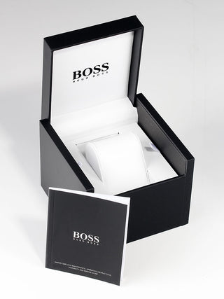 Angle shot of Hugo Boss 1502558 Mother Of Pearl Dial Silver Stainless Steel Womens Watch on white background