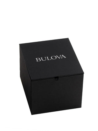 Angle shot of Bulova Marine Star 96P248 Blue Dial Silver Stainless Steel Womens Watch on white background