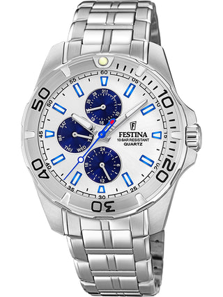 Front view of Festina F20445/1 Silver Stainless Steel Unisex Watch on white background