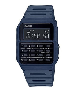 Front view of Casio Databank CA-53WF-3B Black Dial Green Resin Unisex Watch on white background