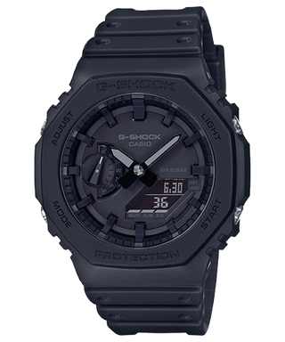 Front view of Casio G-Shock GA-2100-1A1 Mens Watch on white background