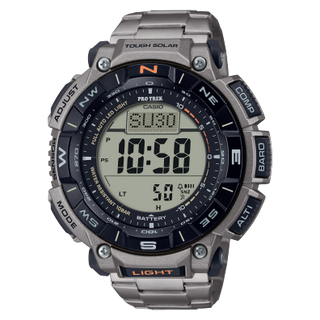 Front view of Casio Pro Trek PRG-340T-7 Mens Watch on white background