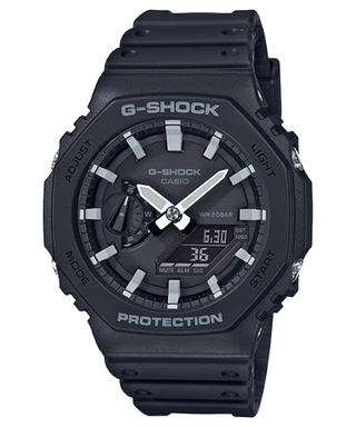 Front view of Casio G-Shock GA-2100-1A Mens Watch on white background