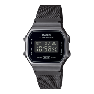 Front view of Casio A168WEMB-1B Mens Watch on white background