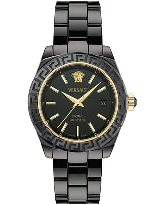 Front view of Versace VE6B00123 Black Stainless Steel Womens Watch on white background