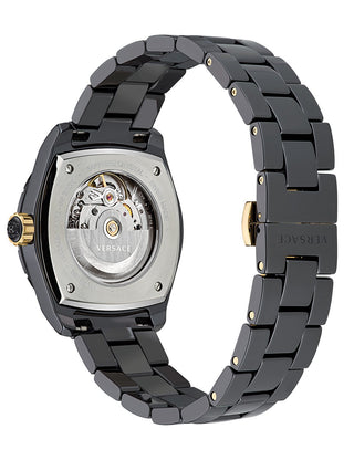 Angle shot of Versace VE6B00123 Black Stainless Steel Womens Watch on white background