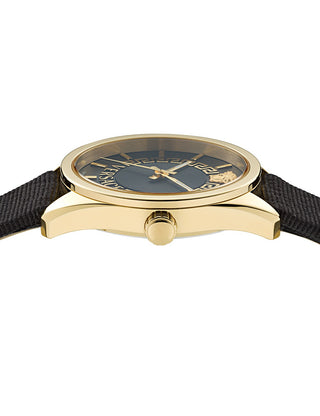 Angle shot of Versace VE8A00224 Black Leather Womens Watch on white background