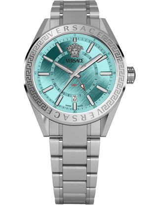 Front view of Versace VEAFA0324 Silver Stainless Steel Unisex Watch on white background