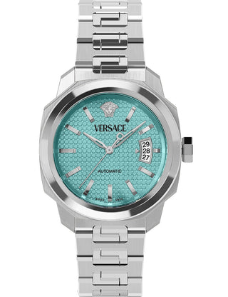 Front view of Versace VEAG00524 Silver Stainless Steel Unisex Watch on white background