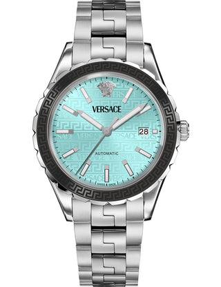 Front view of Versace VEQCA0324 Silver Stainless Steel Unisex Watch on white background