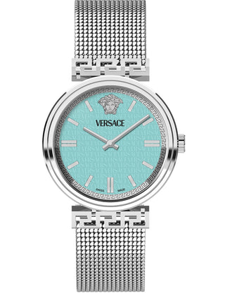 Front view of Versace VETCA0324 Silver Stainless Steel Womens Watch on white background