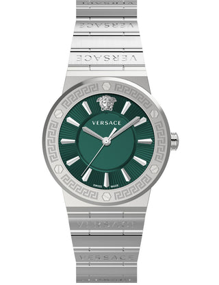 Front view of Versace VEVH00920 Silver Stainless Steel Womens Watch on white background