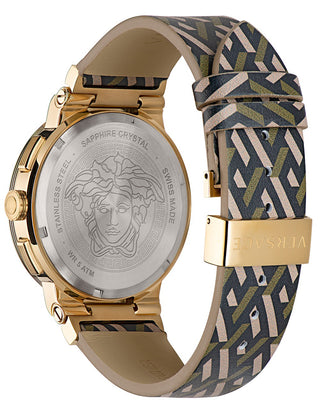 Angle shot of Versace VEVH01521 Silver Dial Leather Womens Watch on white background