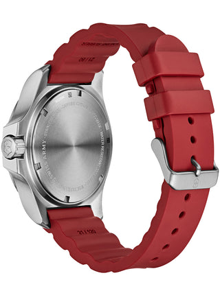 Angle shot of Victorinox 241719.1 Red Dial Unisex Watch on white background