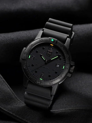 Angle shot of Luminox X2.2001.BO Black Silicone Unisex Watch on white background