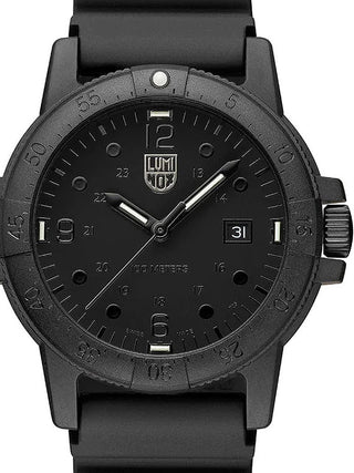 Front view of Luminox X2.2001.BO Black Silicone Unisex Watch on white background