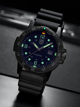 Angle shot of Luminox X2.2003 Blue Dial Black Silicone Unisex Watch on white background