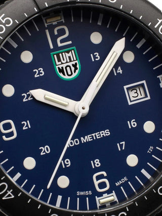 Angle shot of Luminox X2.2003 Blue Dial Black Silicone Unisex Watch on white background
