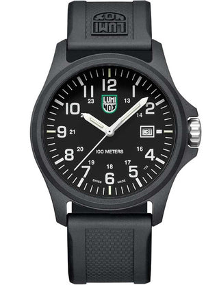 Front view of Luminox X2.2401 Black Silicone Unisex Watch on white background