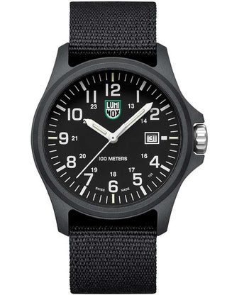 Front view of Luminox X2.2401.NB Black Textile Unisex Watch on white background
