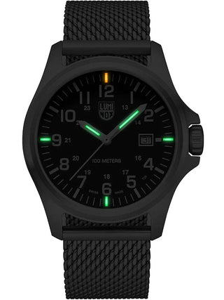 Angle shot of Luminox X2.2501.M Black Dial Silver Stainless Steel Unisex Watch on white background