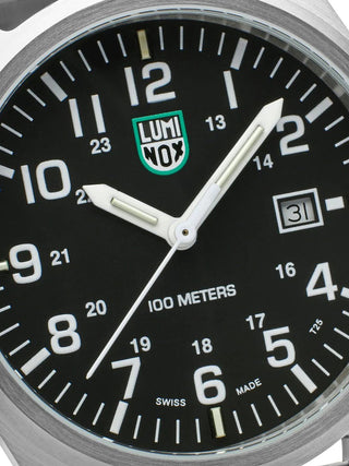 Angle shot of Luminox X2.2501.M Black Dial Silver Stainless Steel Unisex Watch on white background