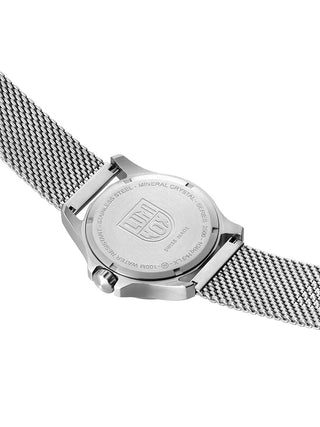 Angle shot of Luminox X2.2501.M Black Dial Silver Stainless Steel Unisex Watch on white background