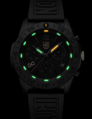 Angle shot of Luminox Chronograph XS.3141.BO.SNAK.N Black Unisex Watch on white background